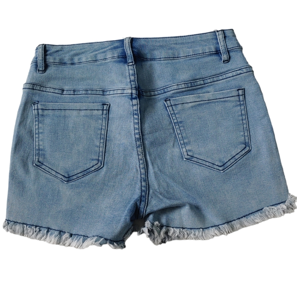 CRAZY TRAIN Jean Shorts Serape Denim Print Frayed Hem Size Medium - Picture 2 of 6